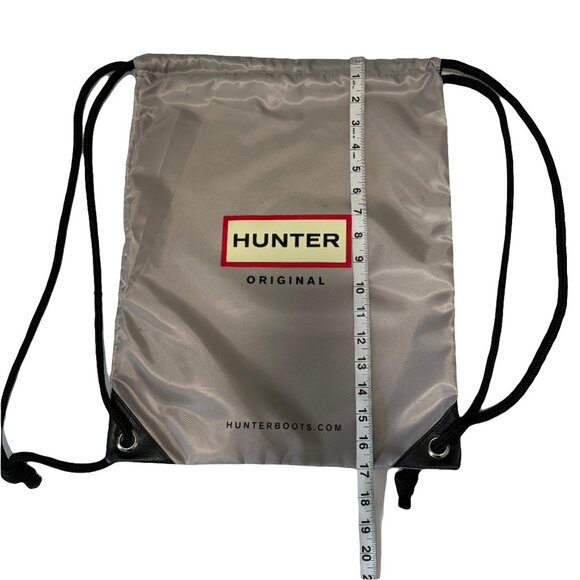 Hunter Original Gray Silver Drawstring Backpack Gym Travel Tote Logo Bag - Picture 5 of 7